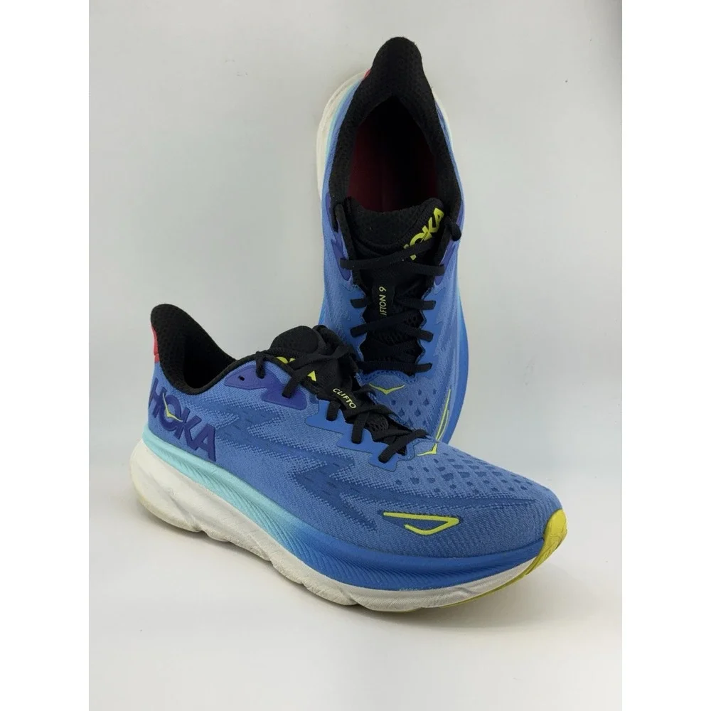 Hoka One One Clifton 9Blue White Athletic Running Shoes Sneakers Men's SZ 11.5 D
